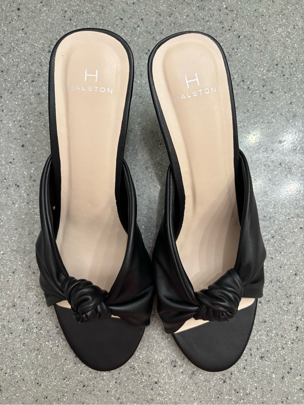 Halston Heritage Black Knotted Slide Mules